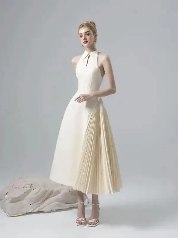 2024 Asymmetrical Pleated A-Line Dress for Effortless Elegance