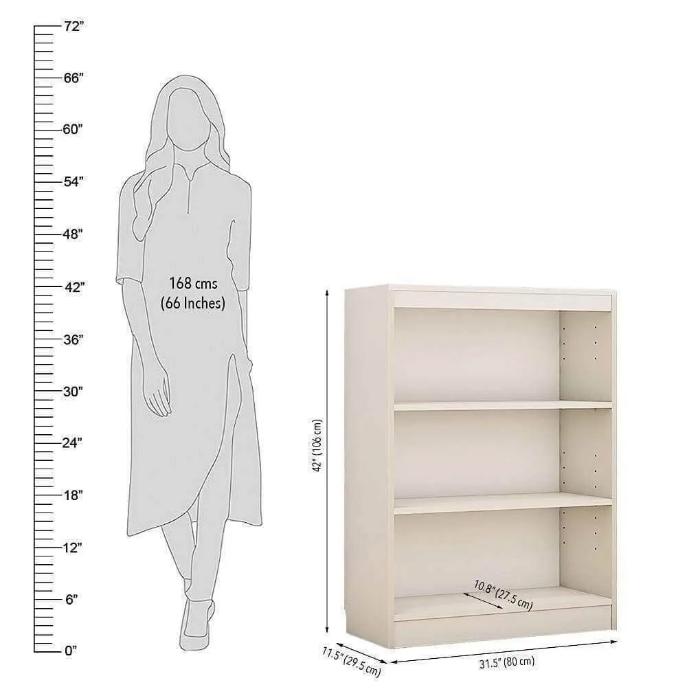 Alpha Book Shelf, Storage Racks and Shelves, Showcase Cabinets Bookcase | 42" High, 4 Shelfs, Frosty White