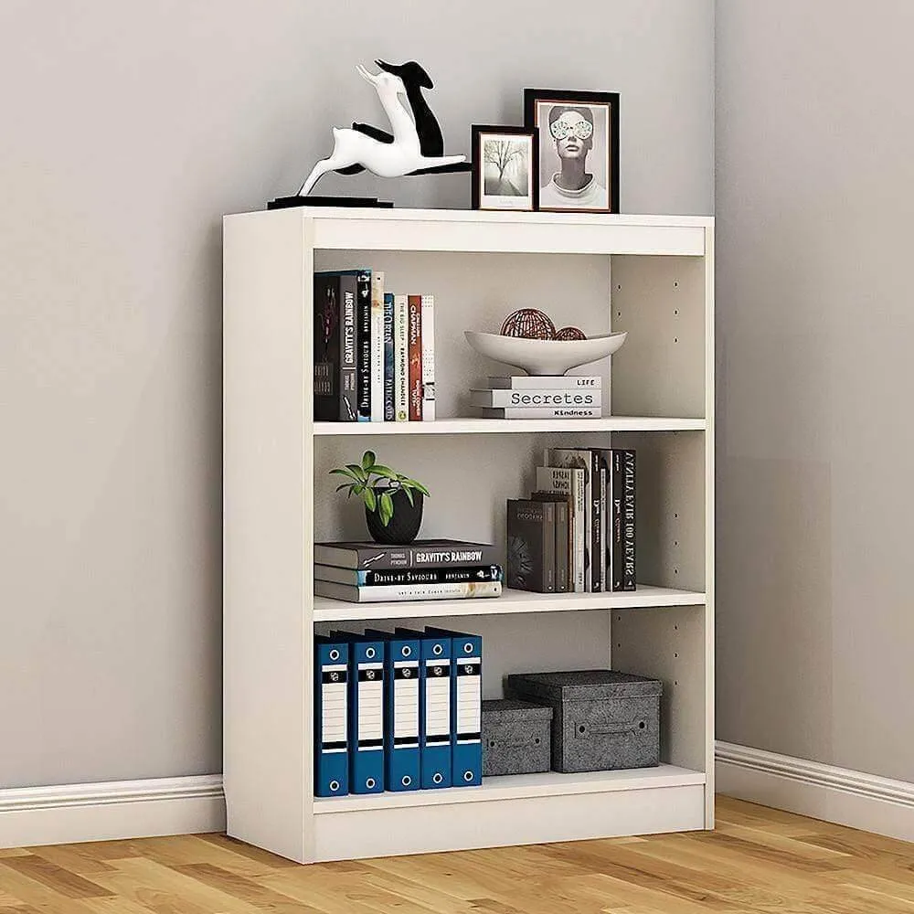 Alpha Book Shelf, Storage Racks and Shelves, Showcase Cabinets Bookcase | 42" High, 4 Shelfs, Frosty White