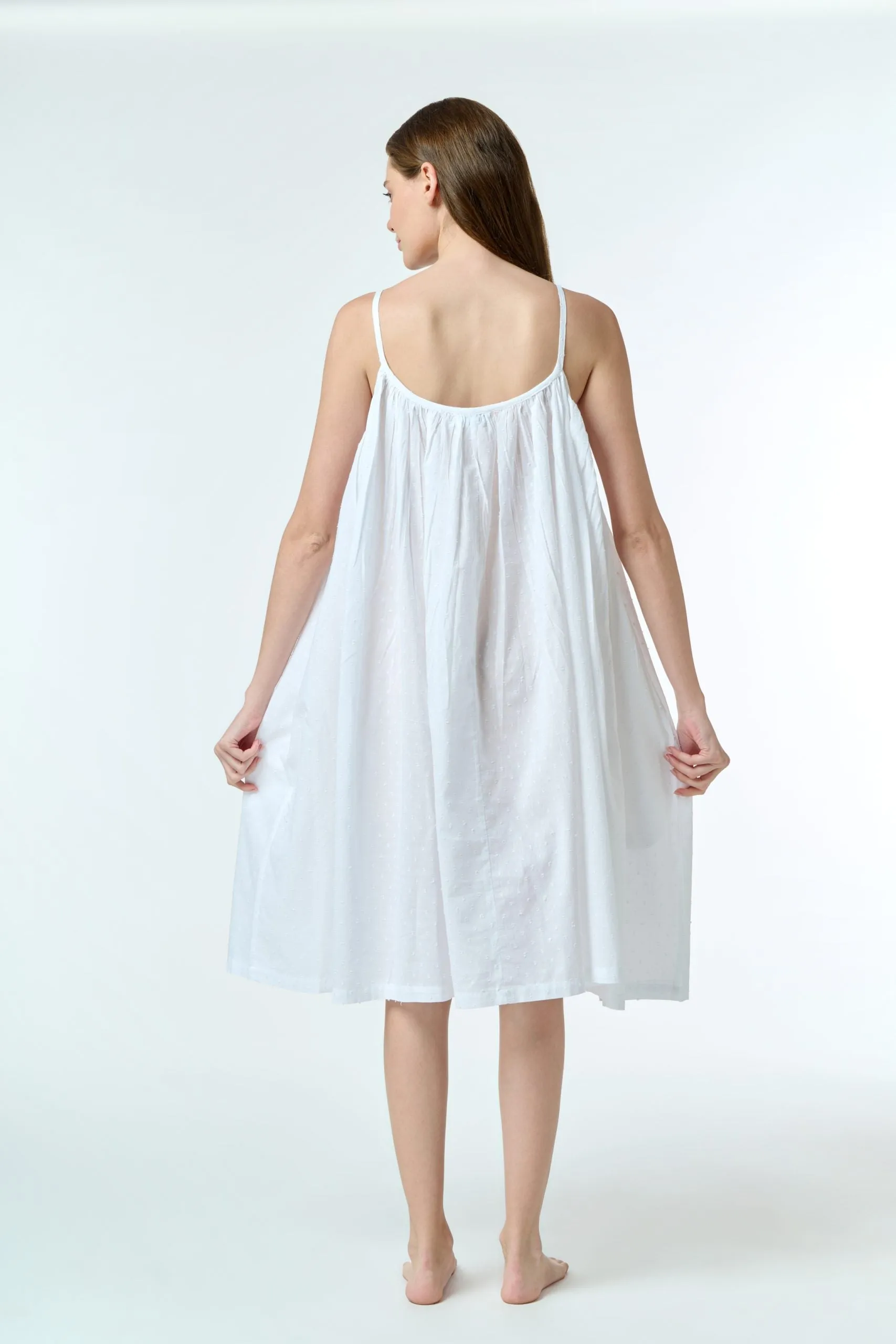 Arabella White Hail Spot Slip Nightie