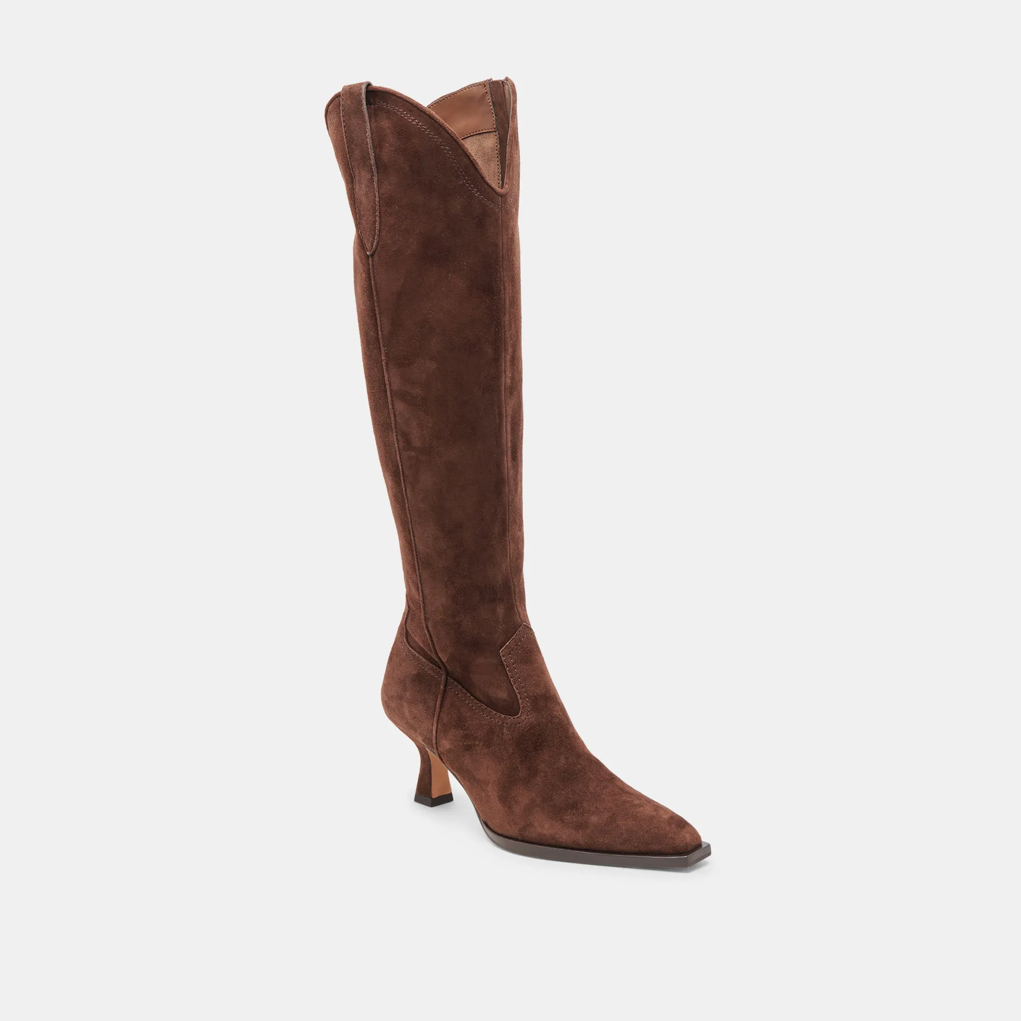 ARIANA WIDE CALF BOOTS DK BROWN SUEDE