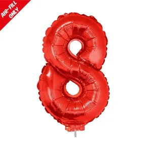 Balloon on Stick - 16" Red Number 8