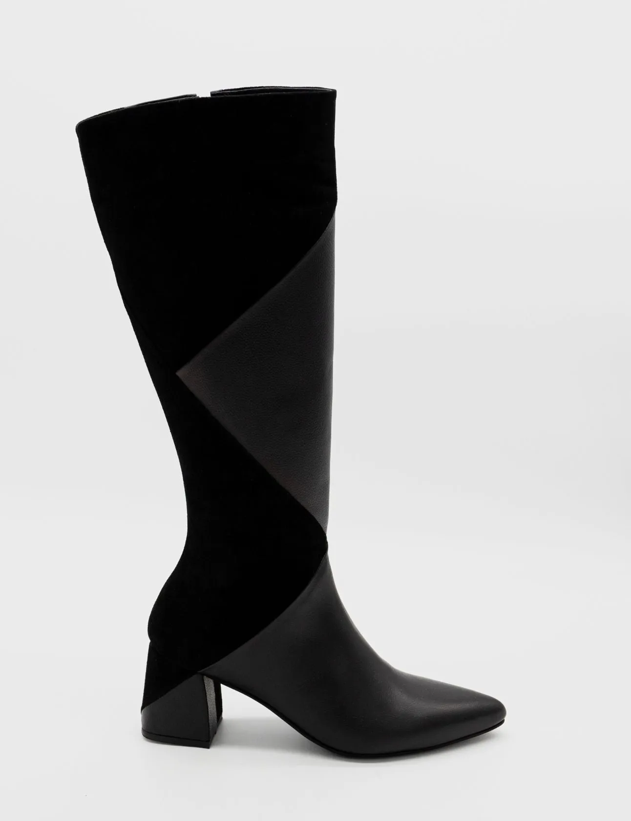 Bari knee-high boots in black leather womens shoes