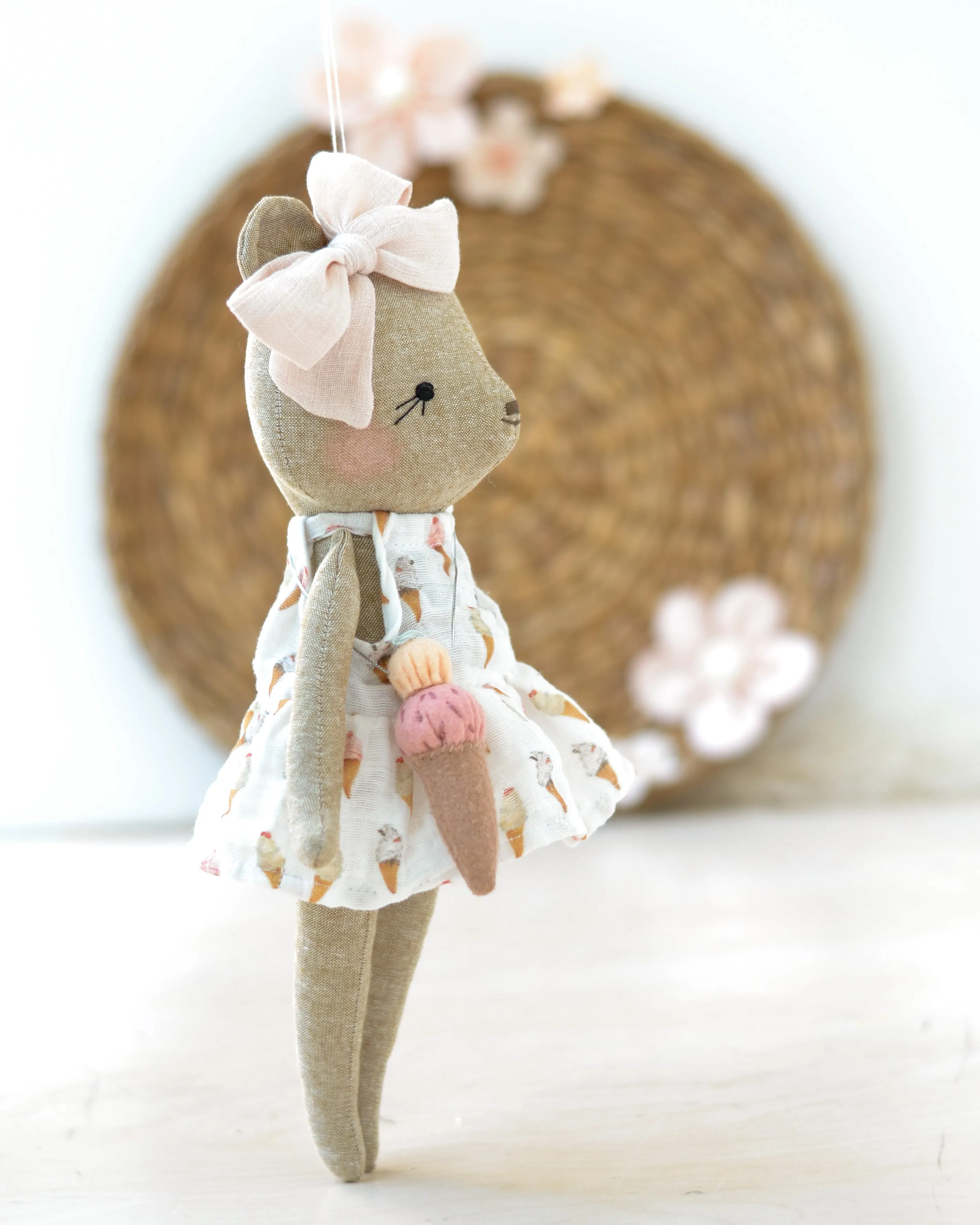 Bear Soft Toy Charlotte | White Dress with Ice cream bag