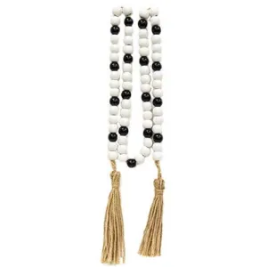 Black & White Wood Bead Garland 60"