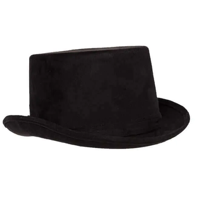 Black Faux Suede Top Hat