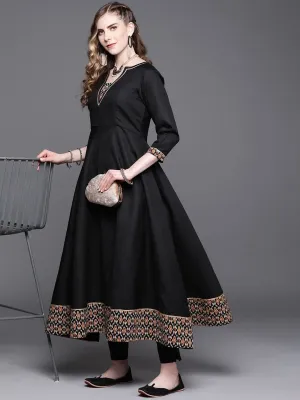 Black Printed Anarkali Kurta