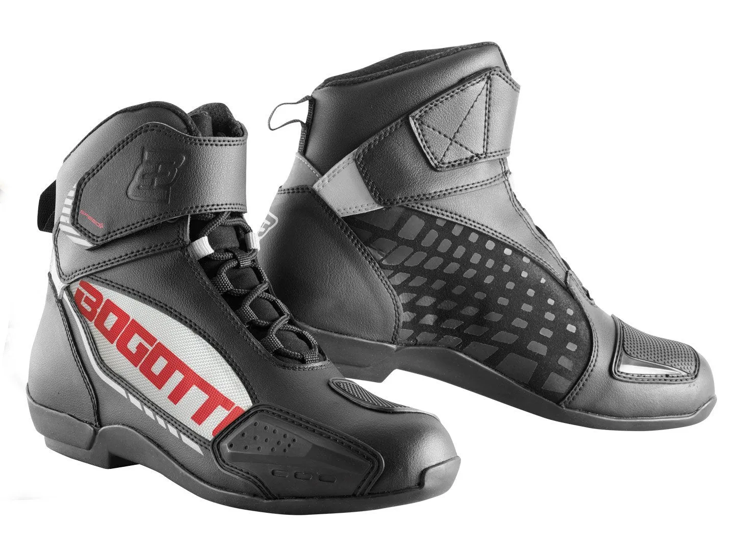 Bogotto GPX Motorcycle Boots with Logo, Black/White/Red