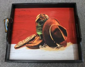 Boots and Hat Serving Tray