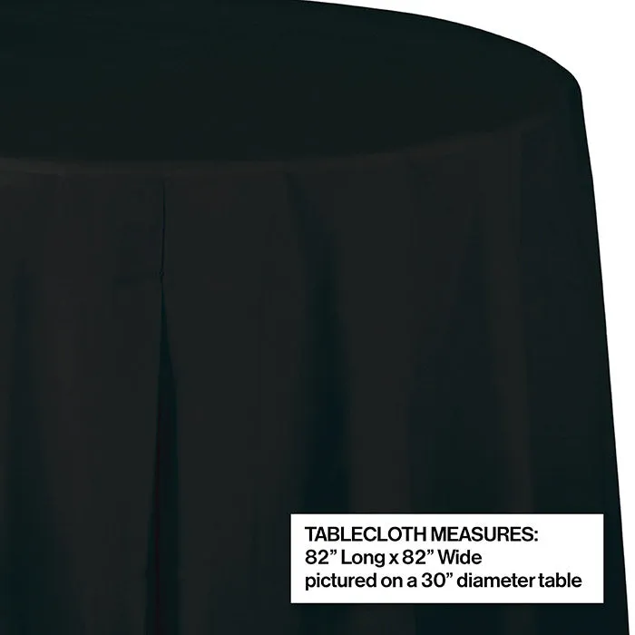 Bulk Black Velvet Round 82 inch Plastic Table Covers (12 per Case)