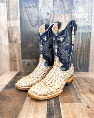 CAIMAN HORN BACK "ORIX BLUE" | MEN SQUARE TOE WESTERN COWBOY BOOTS