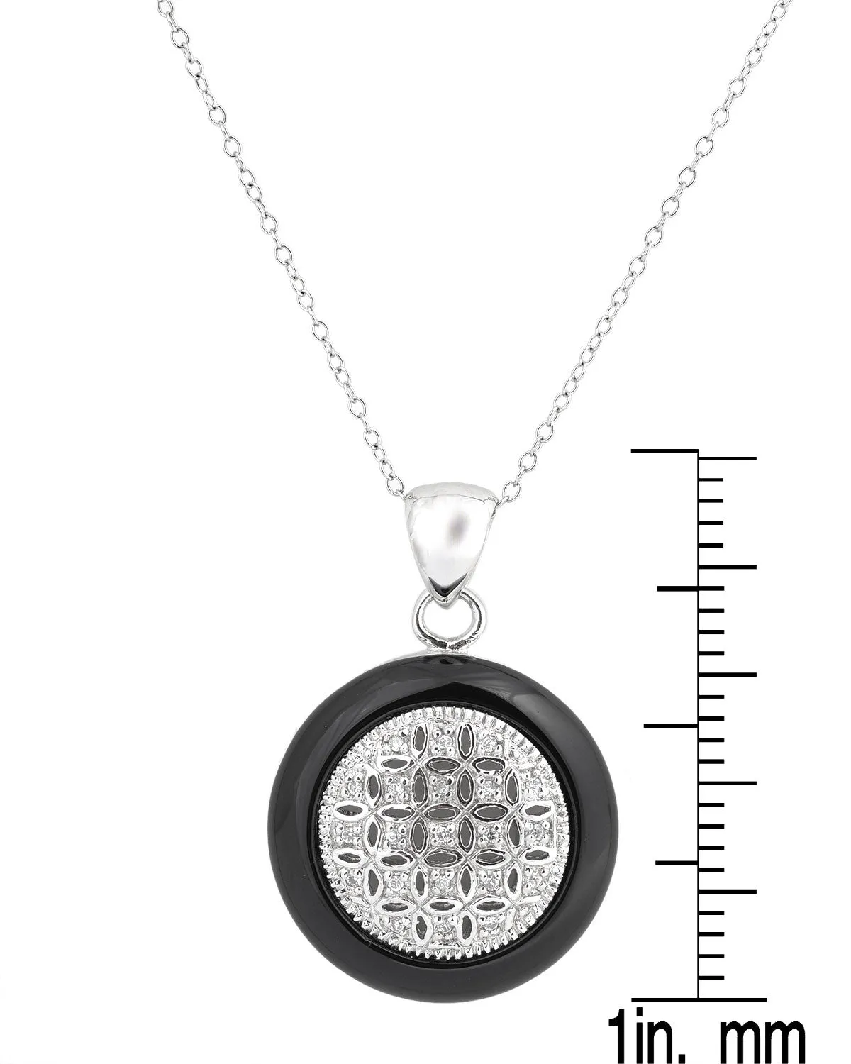 Caroline Lace Design Black Round Drop Pendant