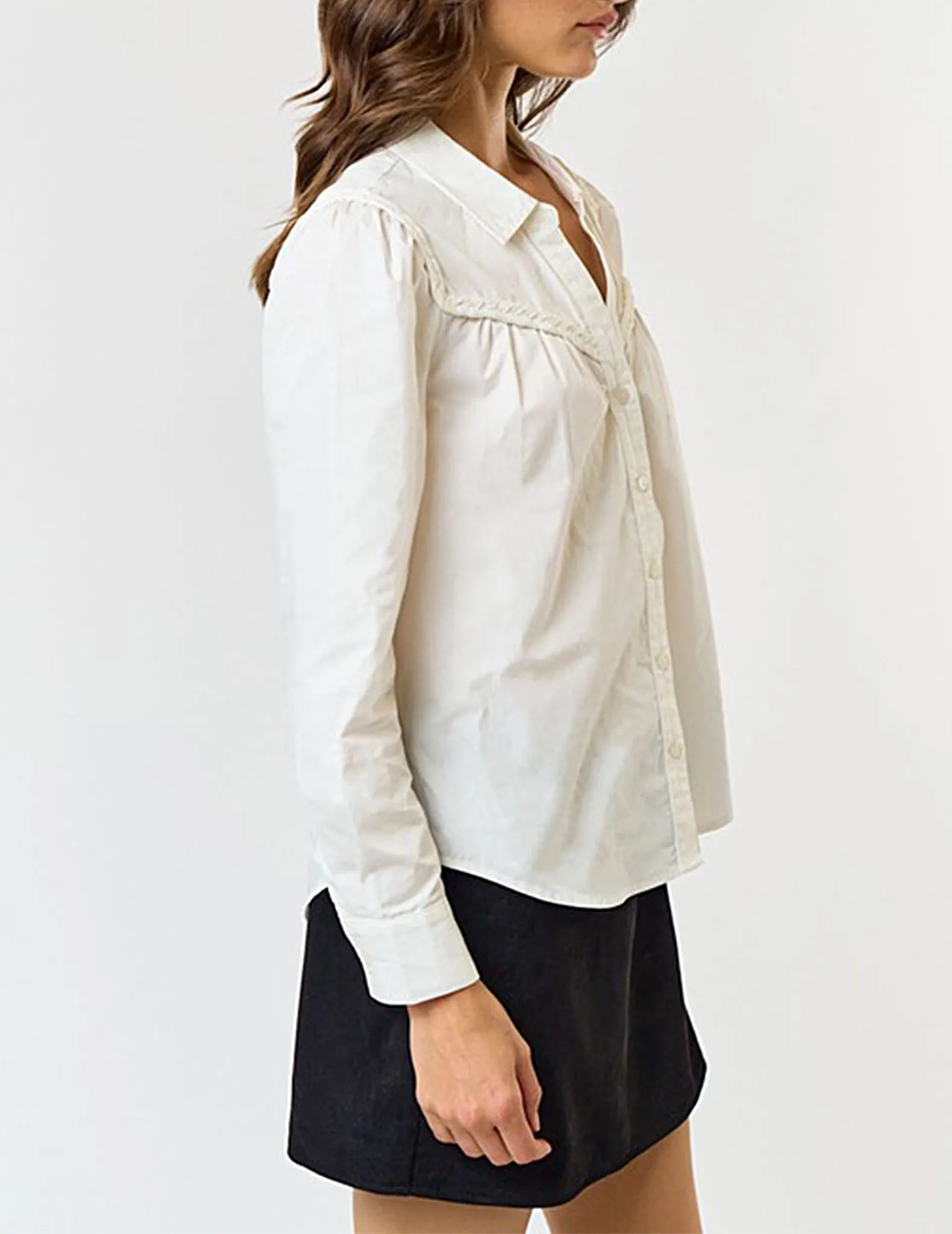 Carson Braided Yoke Button-Up Blouse