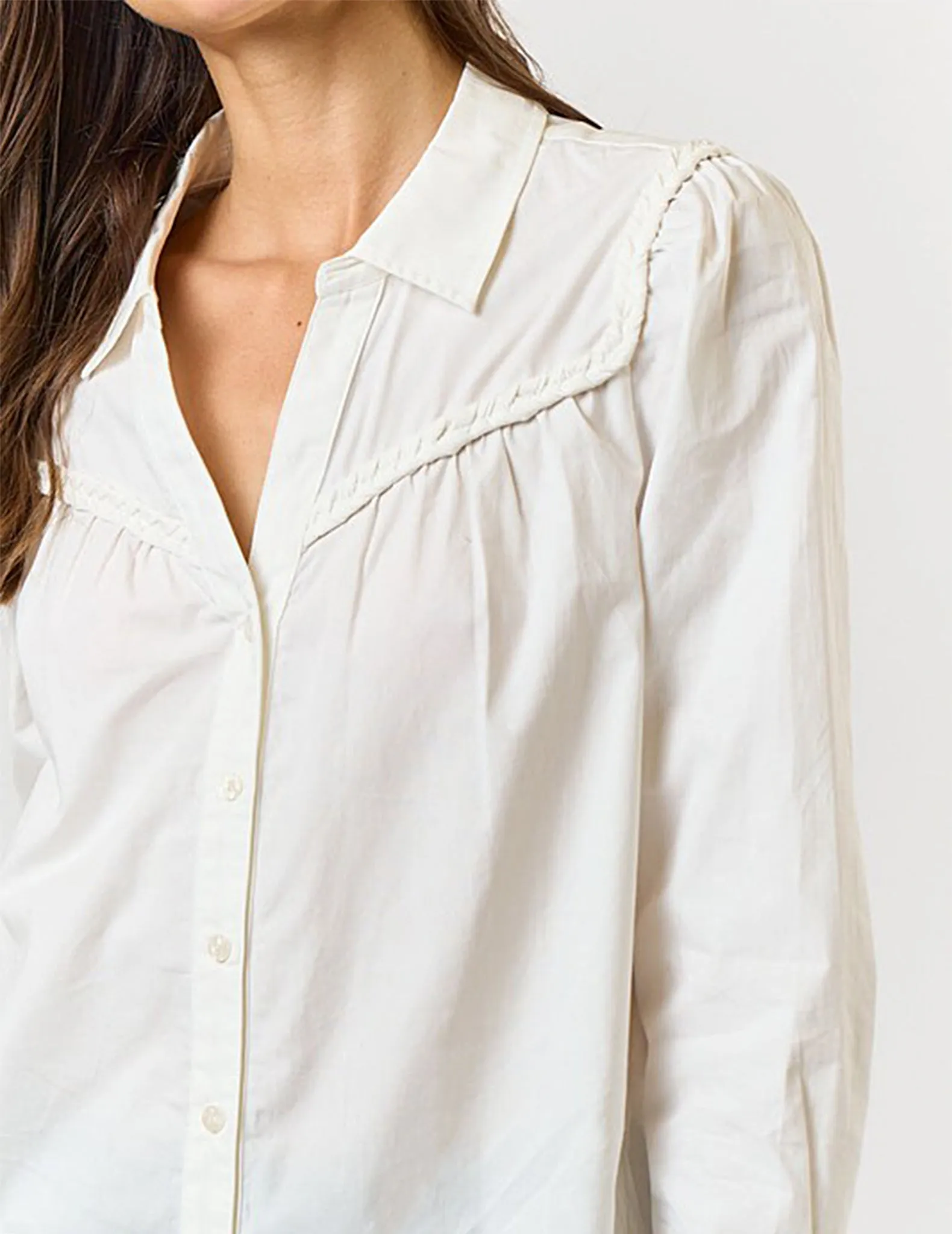 Carson Braided Yoke Button-Up Blouse