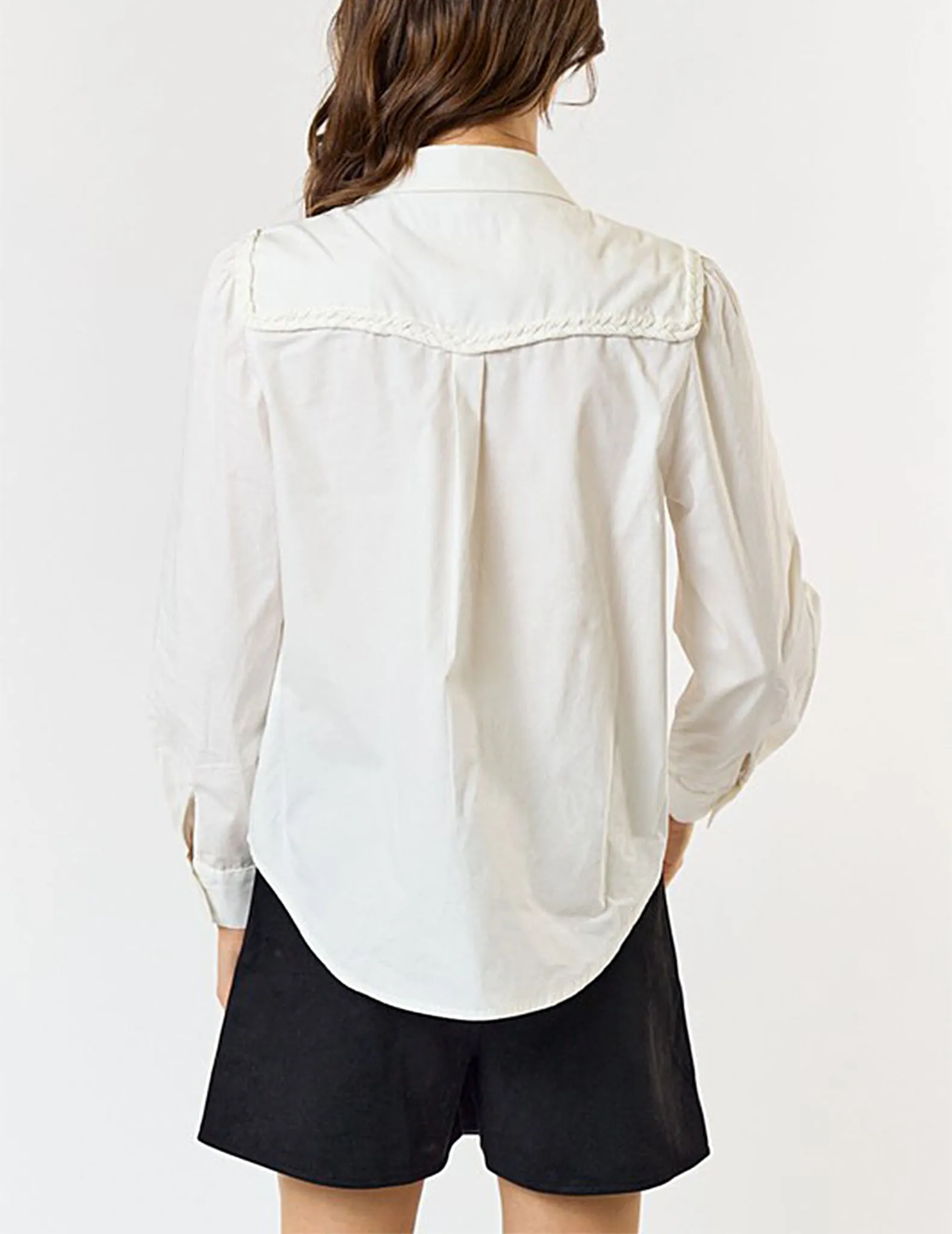 Carson Braided Yoke Button-Up Blouse