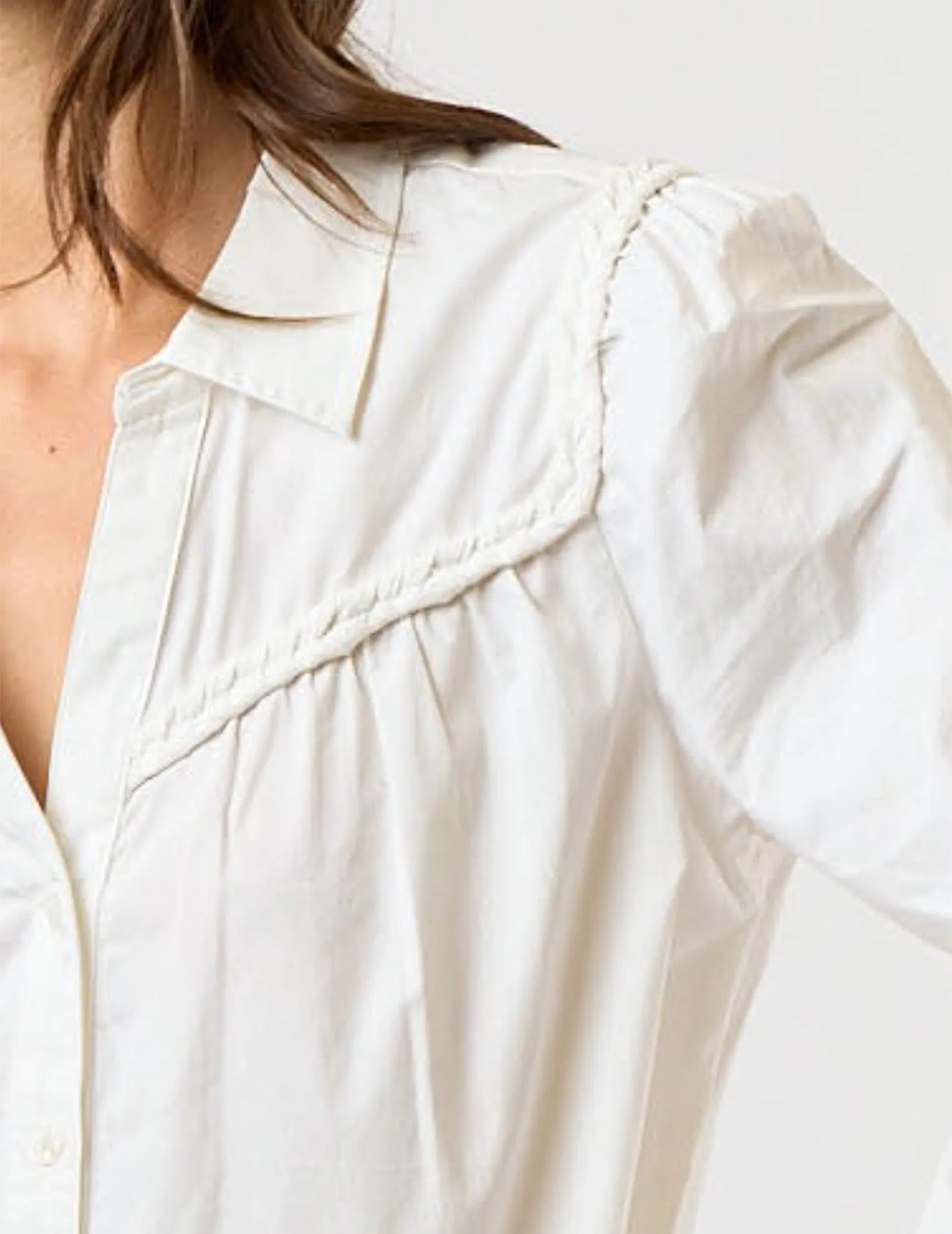 Carson Braided Yoke Button-Up Blouse