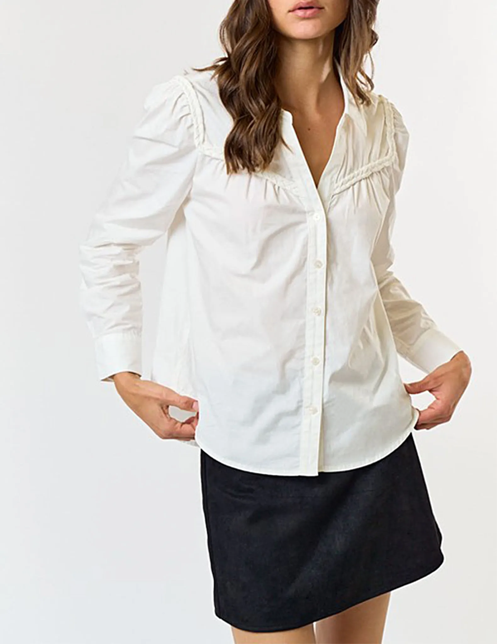 Carson Braided Yoke Button-Up Blouse