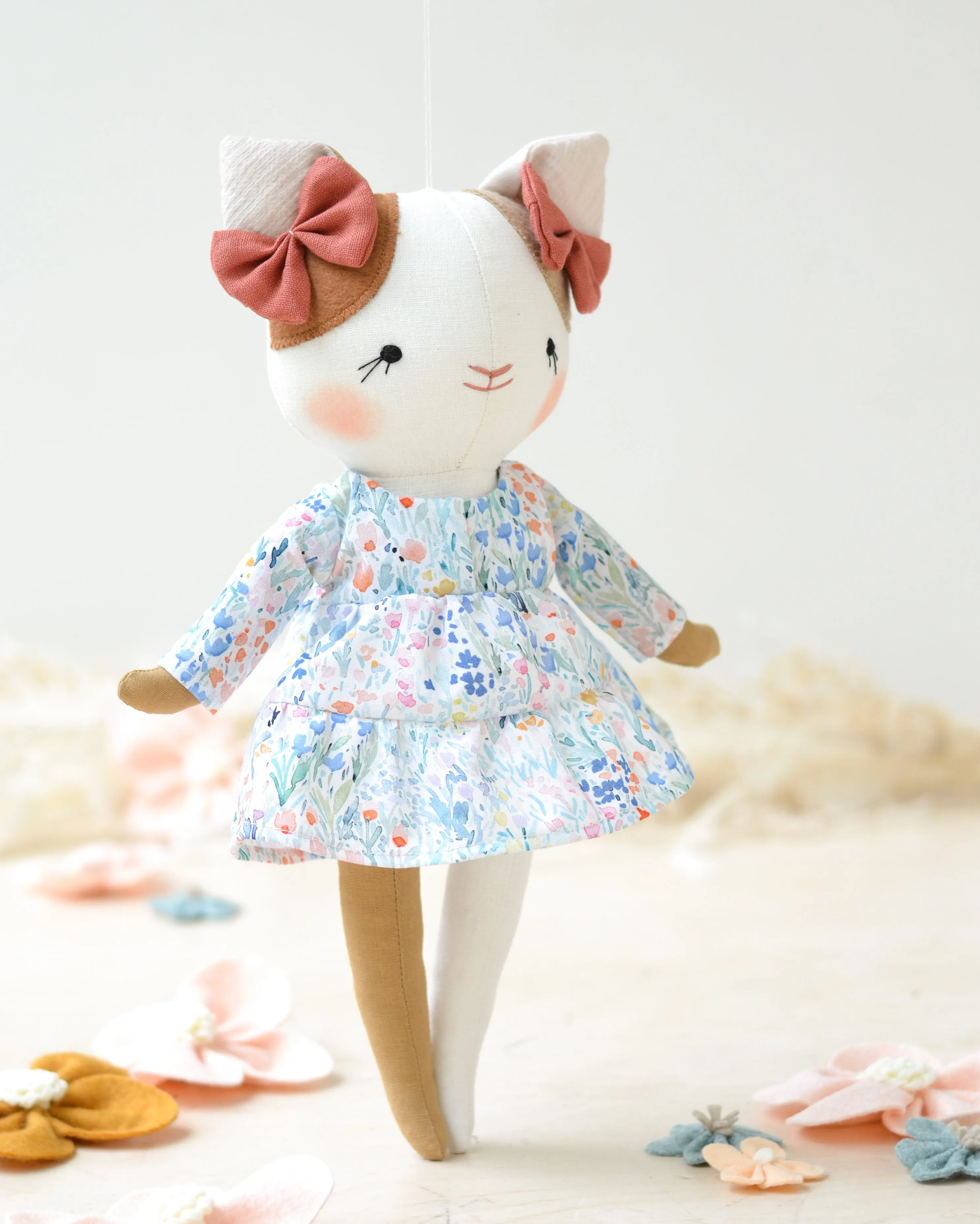 Cat Soft Toy Lucie Floral Dress