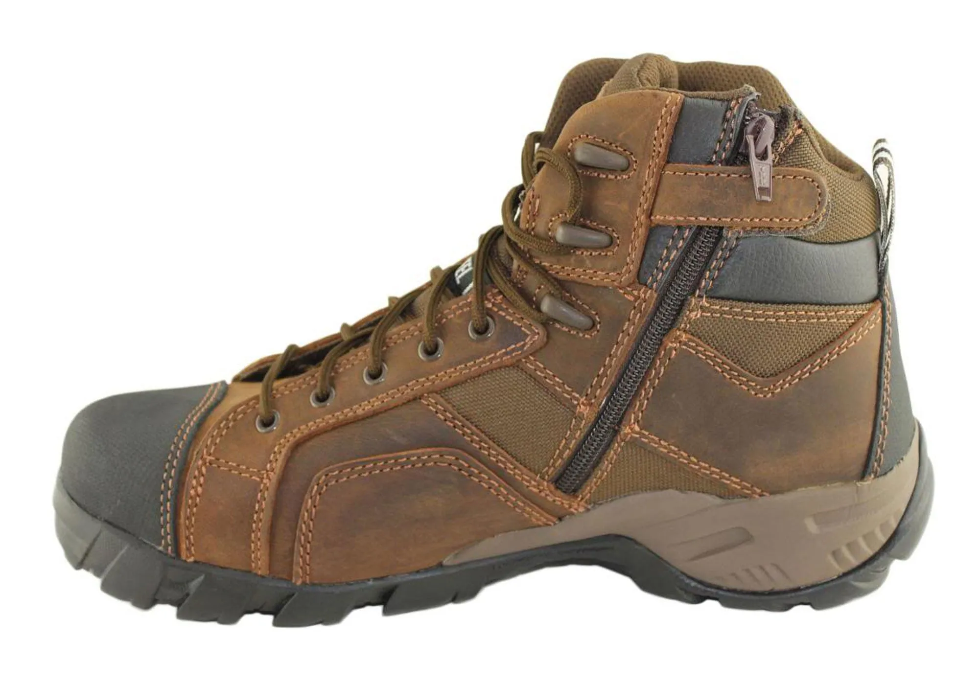 Caterpillar Cat Argon Hi Side Zip Brown Mens Steel Toe Work/Safety Boots