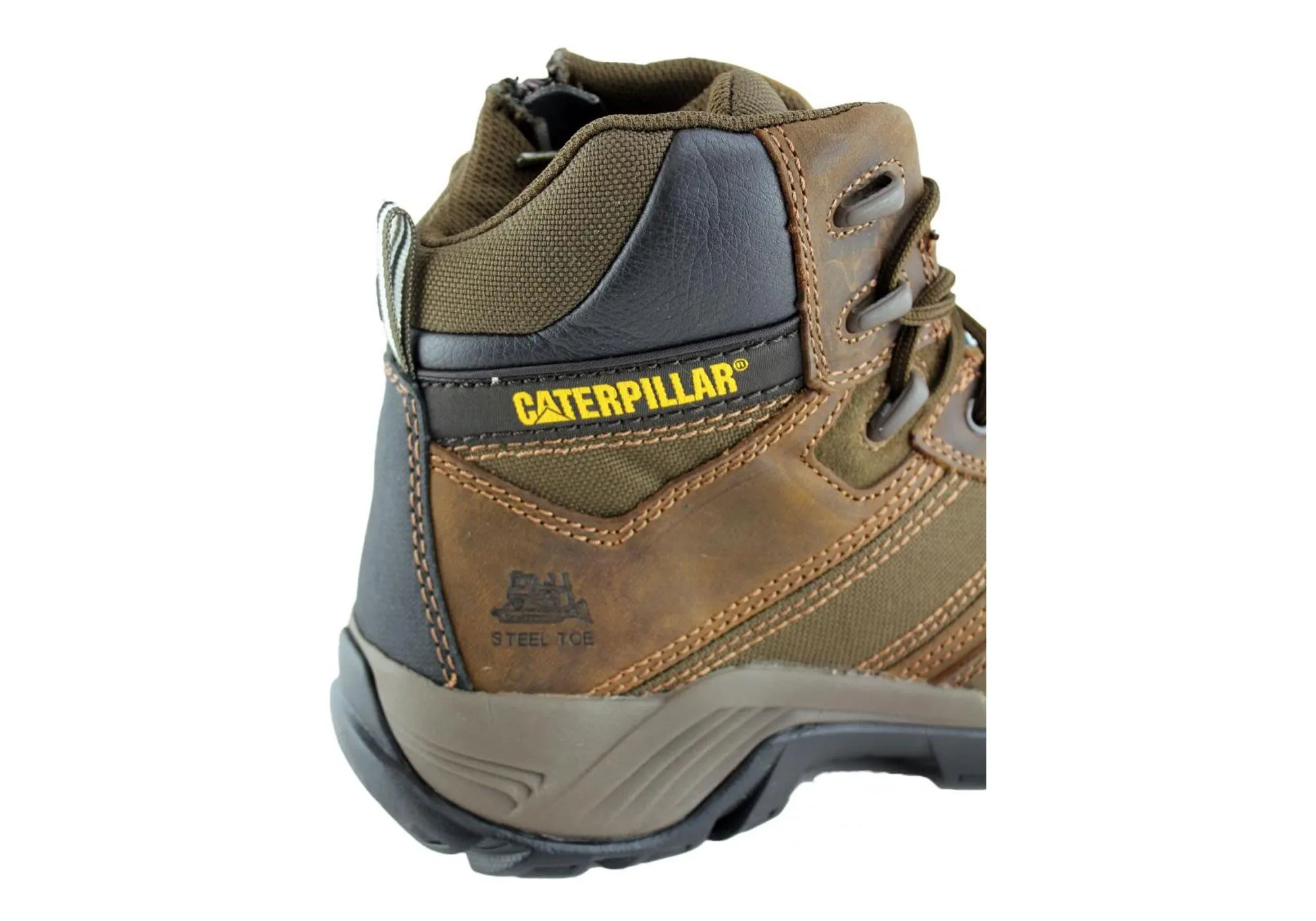 Caterpillar Cat Argon Hi Side Zip Brown Mens Steel Toe Work/Safety Boots