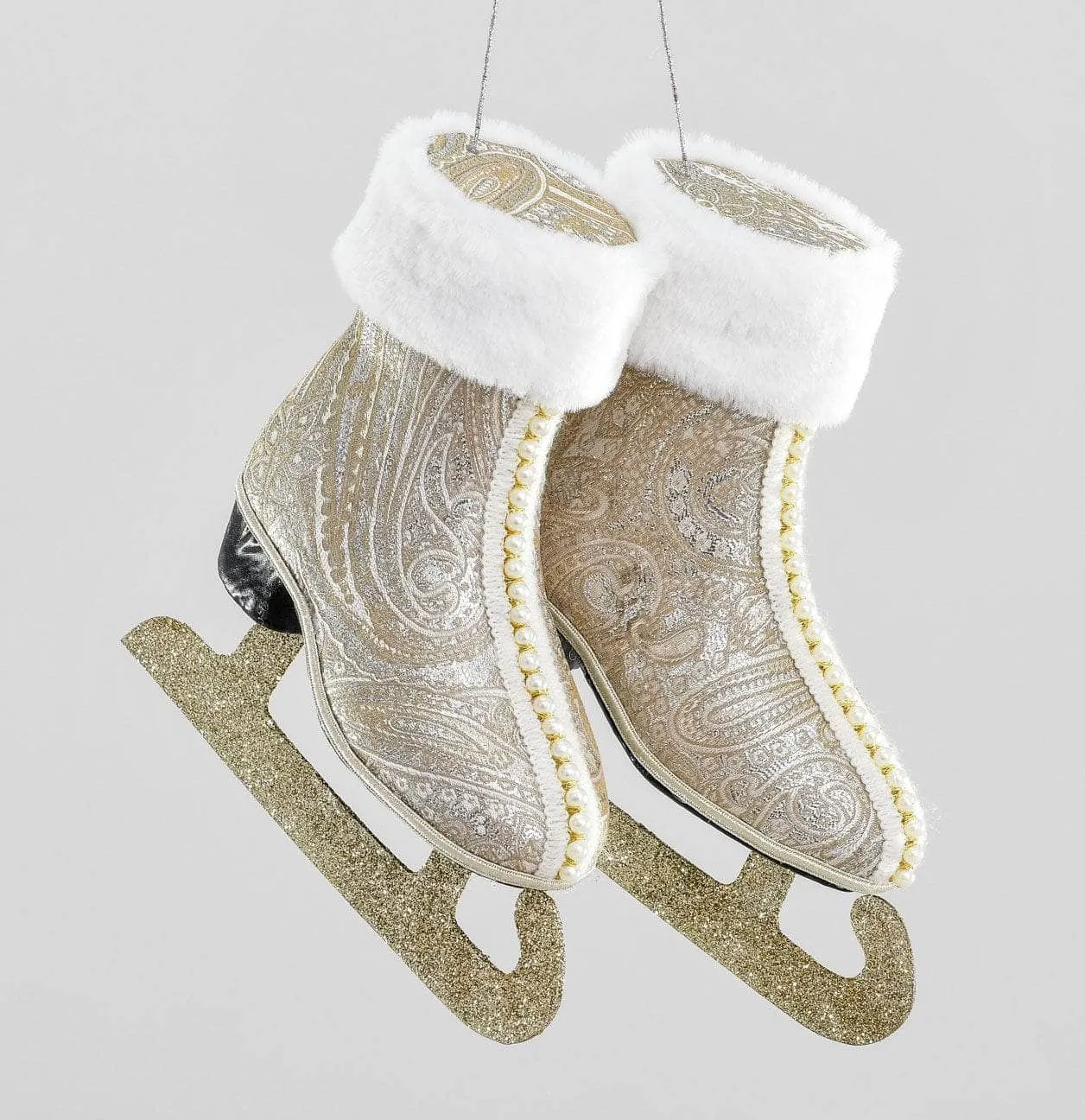 Champagne Skating Boots Christmas Tree Decoration - 24cm