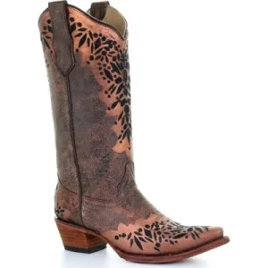 Circle G Women's Shedron Black Embroidered Cowgirl Boots - Snip Toe L5368