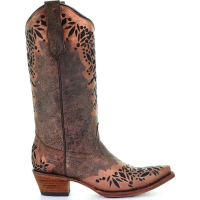 Circle G Women's Shedron Black Embroidered Cowgirl Boots - Snip Toe L5368