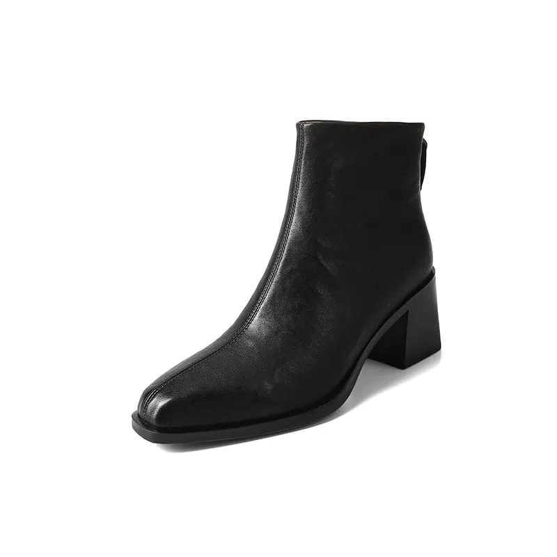 Classic Elegant Glove-Like Ankle Boots Mid Heel Slimming Boots Back Zipper Chelsea Boots