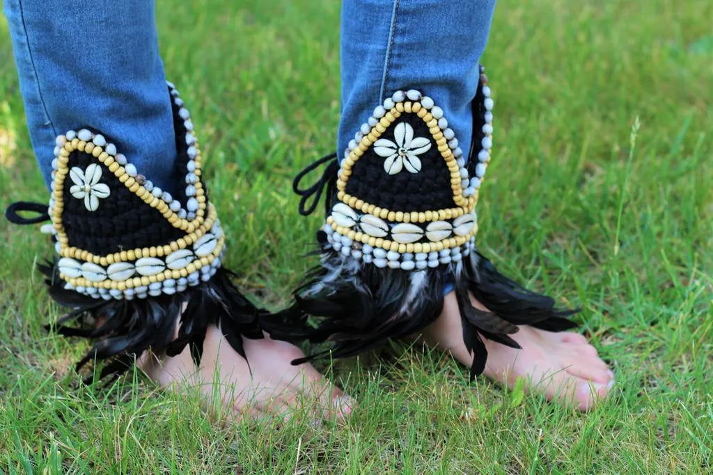 Cover Boots, OverBoots with shells and feathers