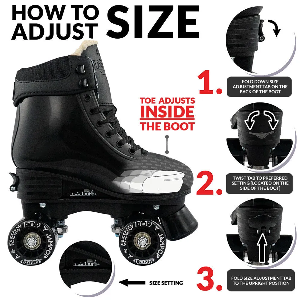 Crazy - Jam Pop Adjustable Quad Skates - Black