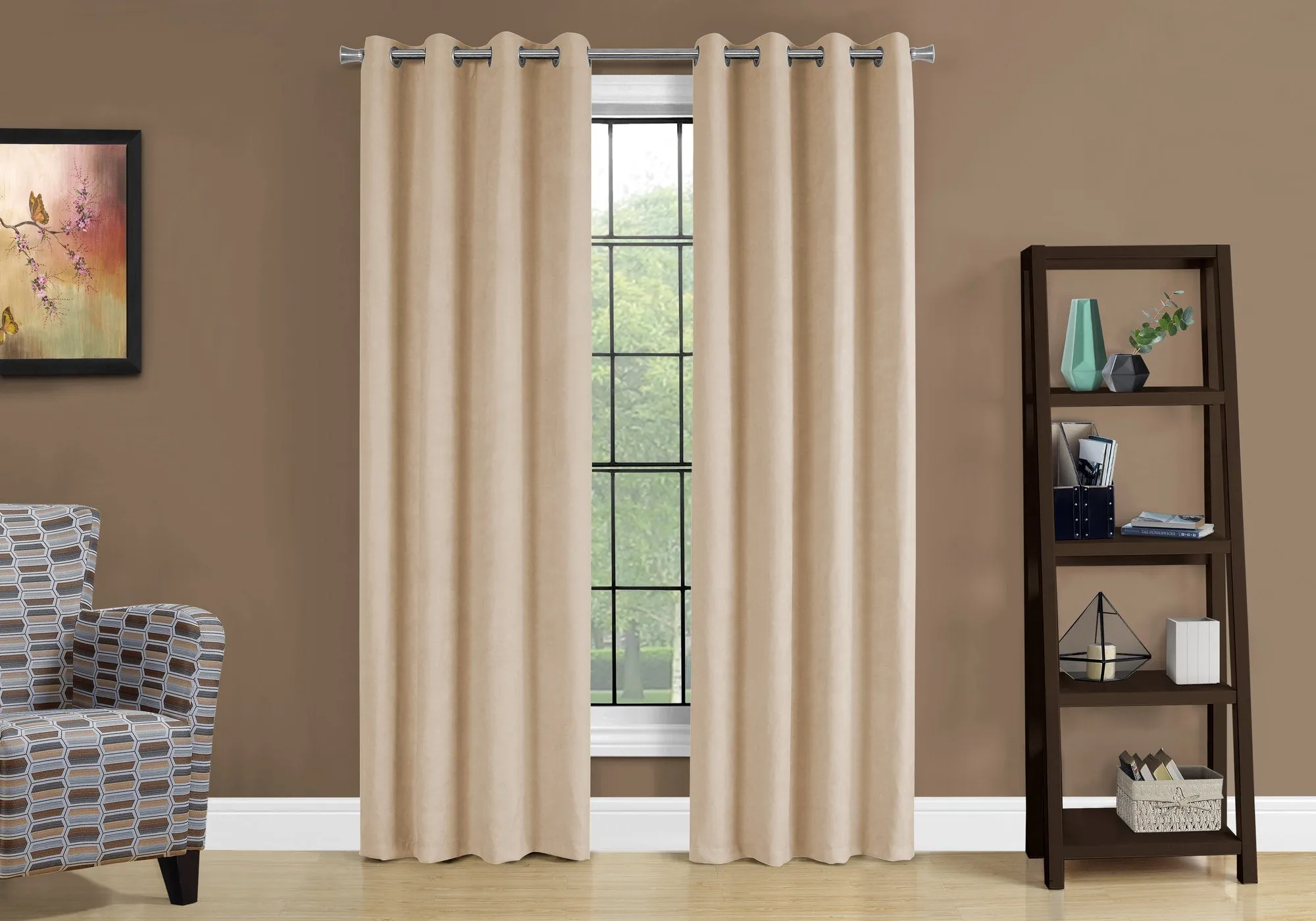 Curtain Panel - 2Pcs / 54"W X 84"H Beige Room Darkening