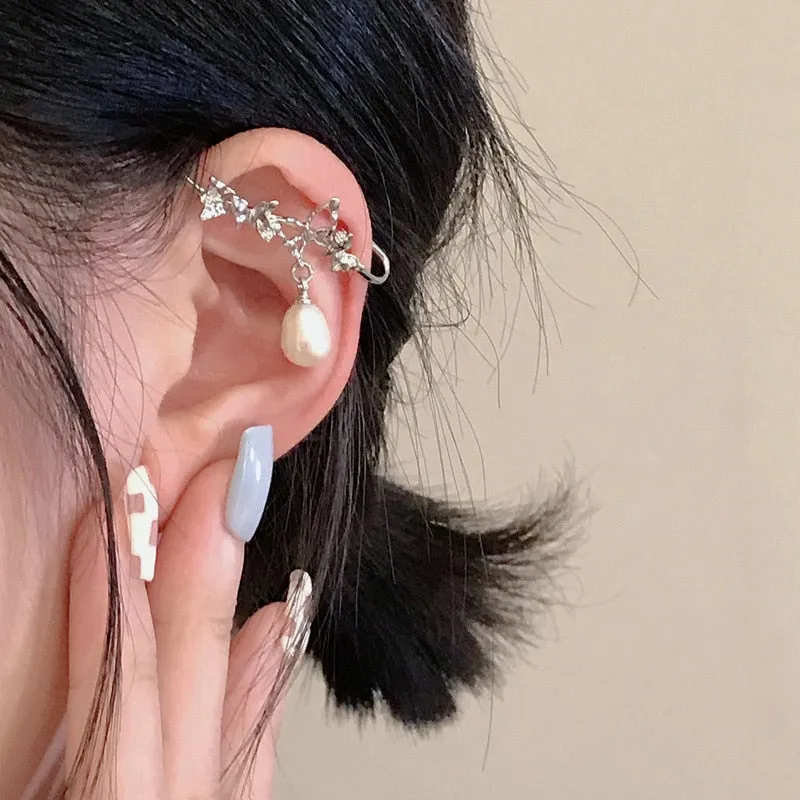 deanwangkt Fashion Design Korean Delicate Zircon Butterfly Clip Earrings Women Elegant Pearl No Piercing Cartilage Ear Jewelry