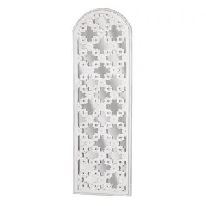 Distressed Reflective Arched White Lattice Wall Medallion - 12" x 36"