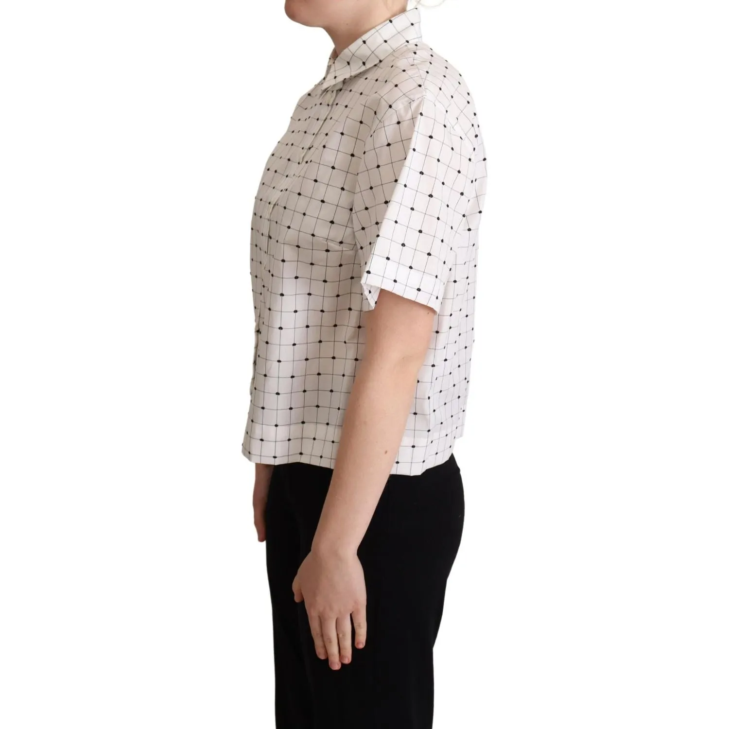 Dolce & Gabbana Chic Monochrome Polka Dot Polo Top