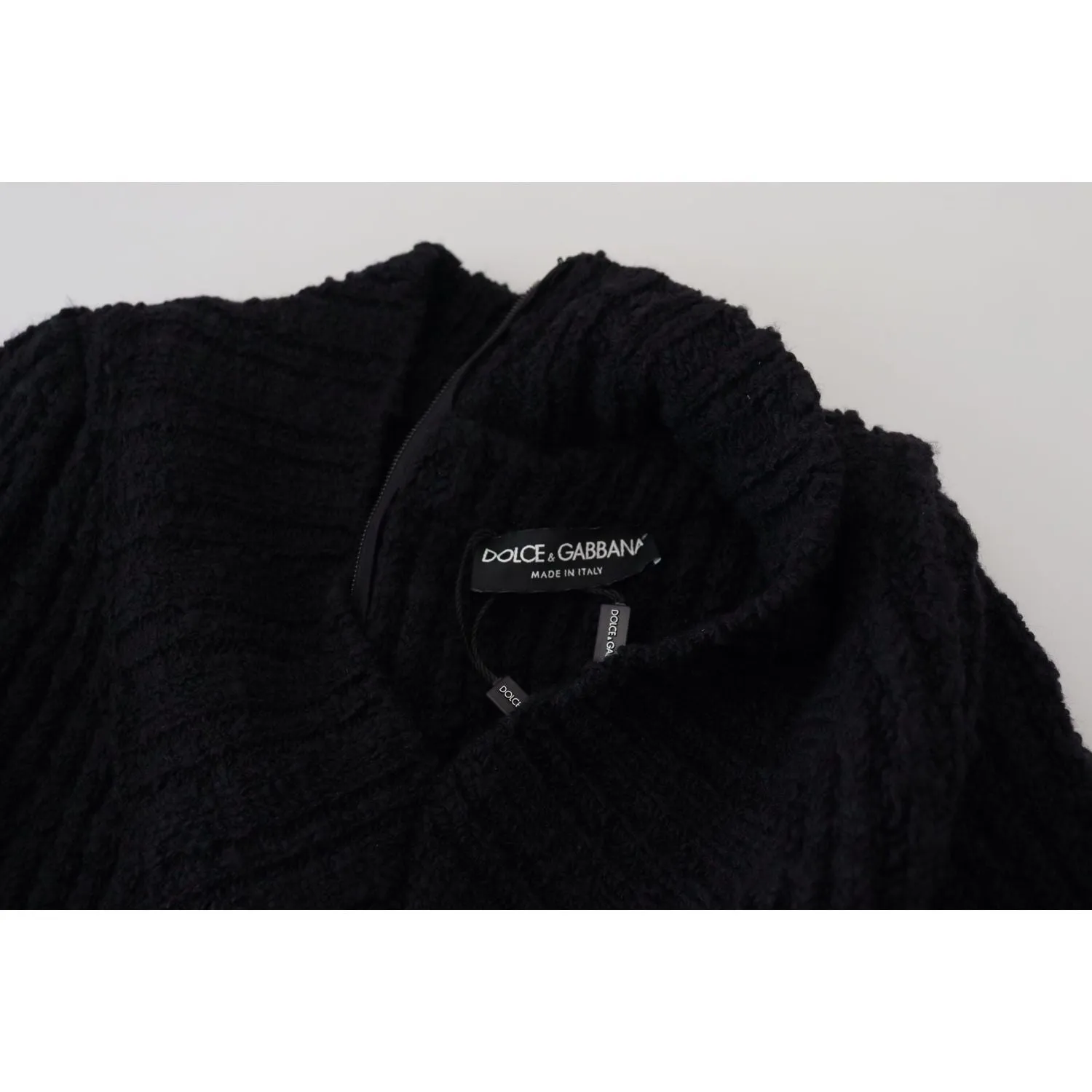 Dolce & Gabbana Elegant Black Wool Blend Sweater Dress