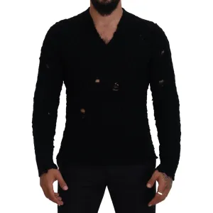 Dolce & Gabbana Elegant Black Wool-Blend V-Neck Sweater