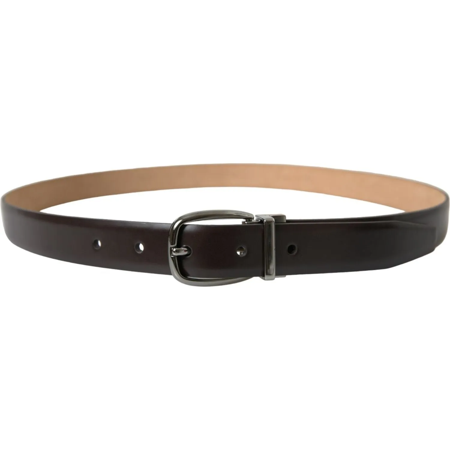 Dolce & Gabbana Elegant Dark Brown Calf Leather Belt