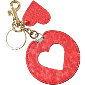 Dolce & Gabbana Elegant Red Leather Keychain with Gold Accents