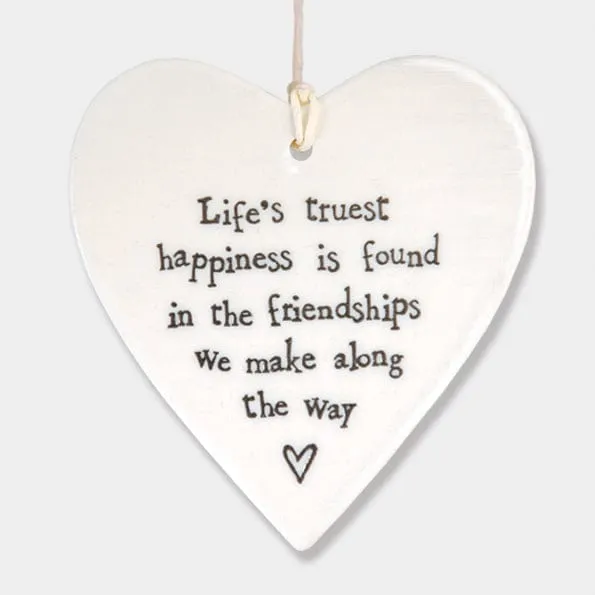 East of India "Life's truest happiness" Porcelain Heart Decoration