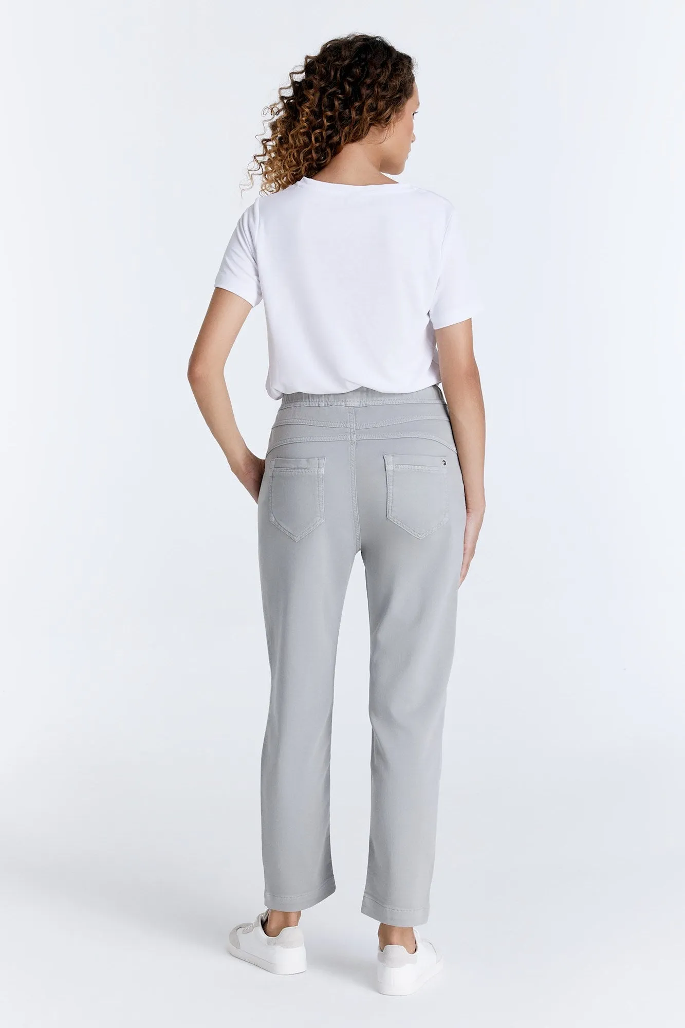 Ella Mid Waist Jogger 5 Pocket Ankle Pants Ice Grey