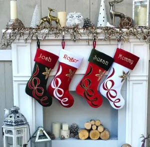 Embroidered Stockings - Velvet Christmas Applique - Custom Personalized - Available in Different Colors