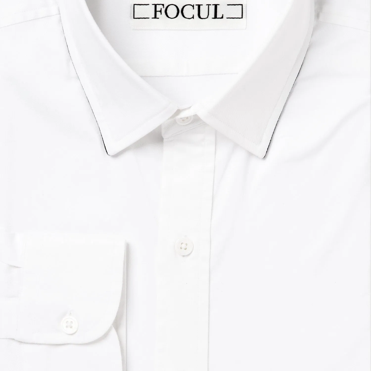 Focul - White Line Shirt With Collar Edge Detail