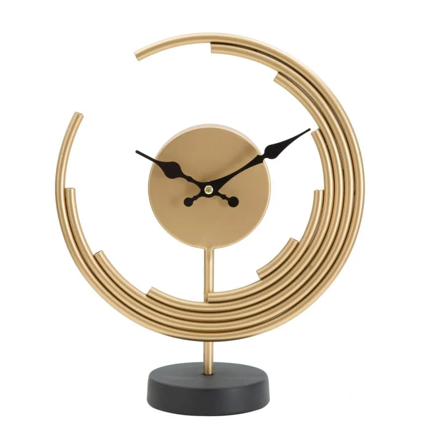 Golden & Black Metal Geometric Moon Table Clock