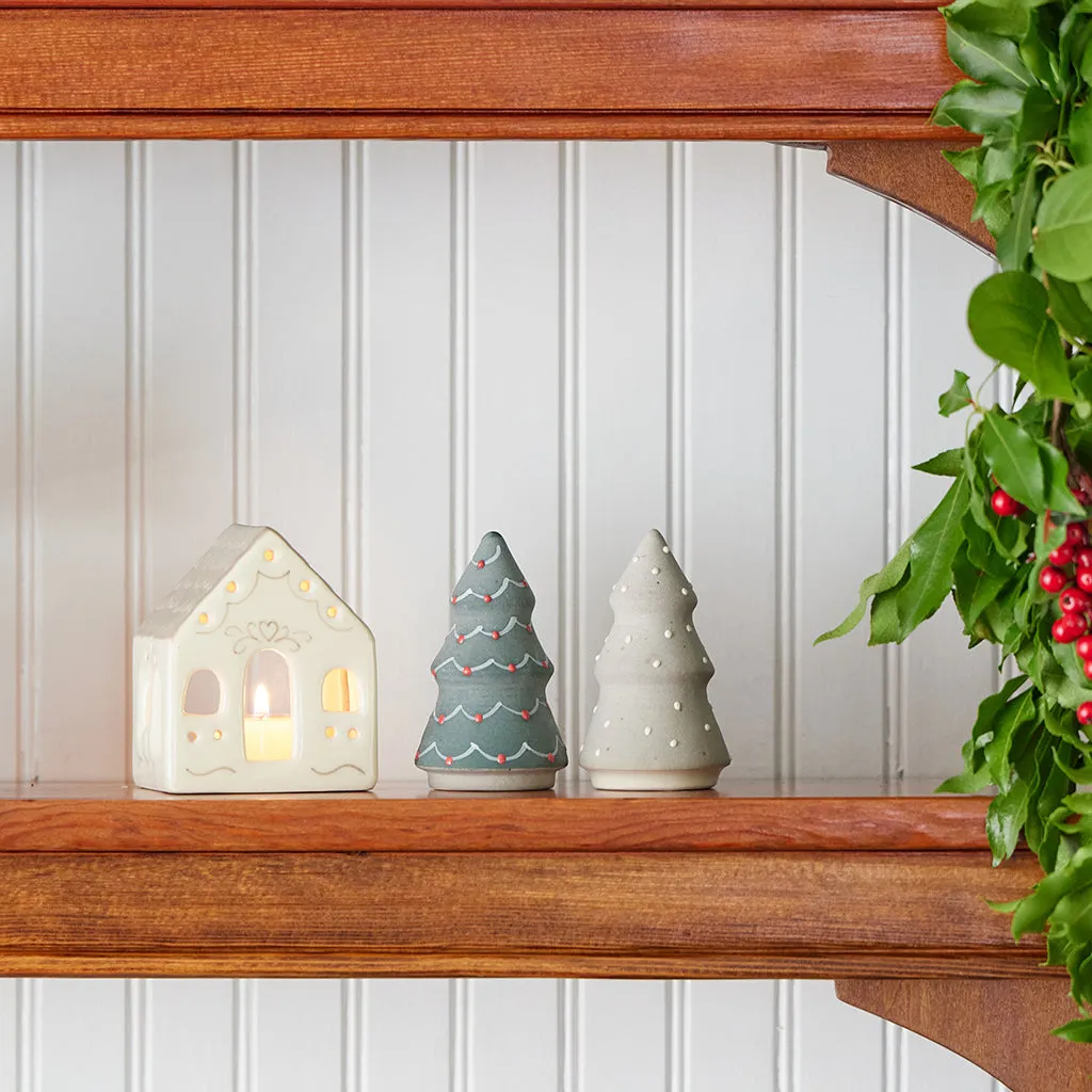 Gray & White Painted Ceramic Christmas Tree