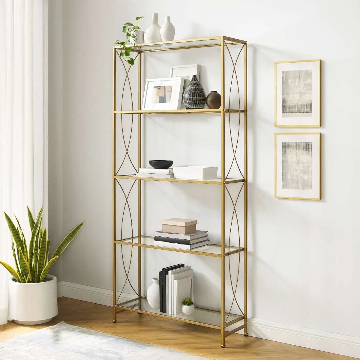 Helena Etagere Bookshelf, Gold