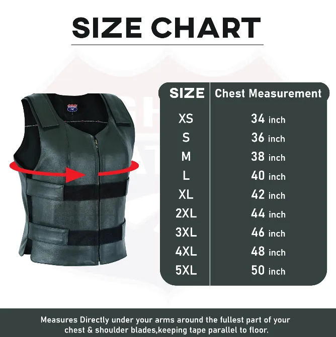 HL14945Black Women BLACK Bullet Proof style Leather Motorcycle Vest bikers Club Tactical Vest Ammo