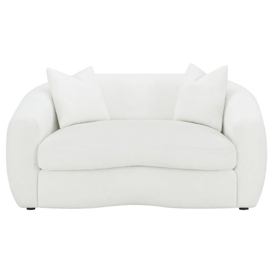 Isabella - Faux Sheepskin Upholstered Loveseat Natural - Ivory