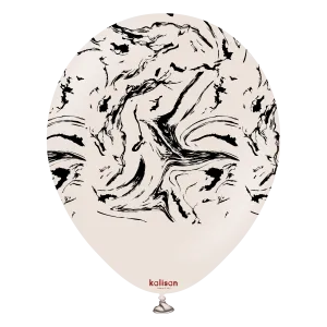 Kalisan 12" Nebula Printed Latex Balloons - White Sand (Black) 25 pieces