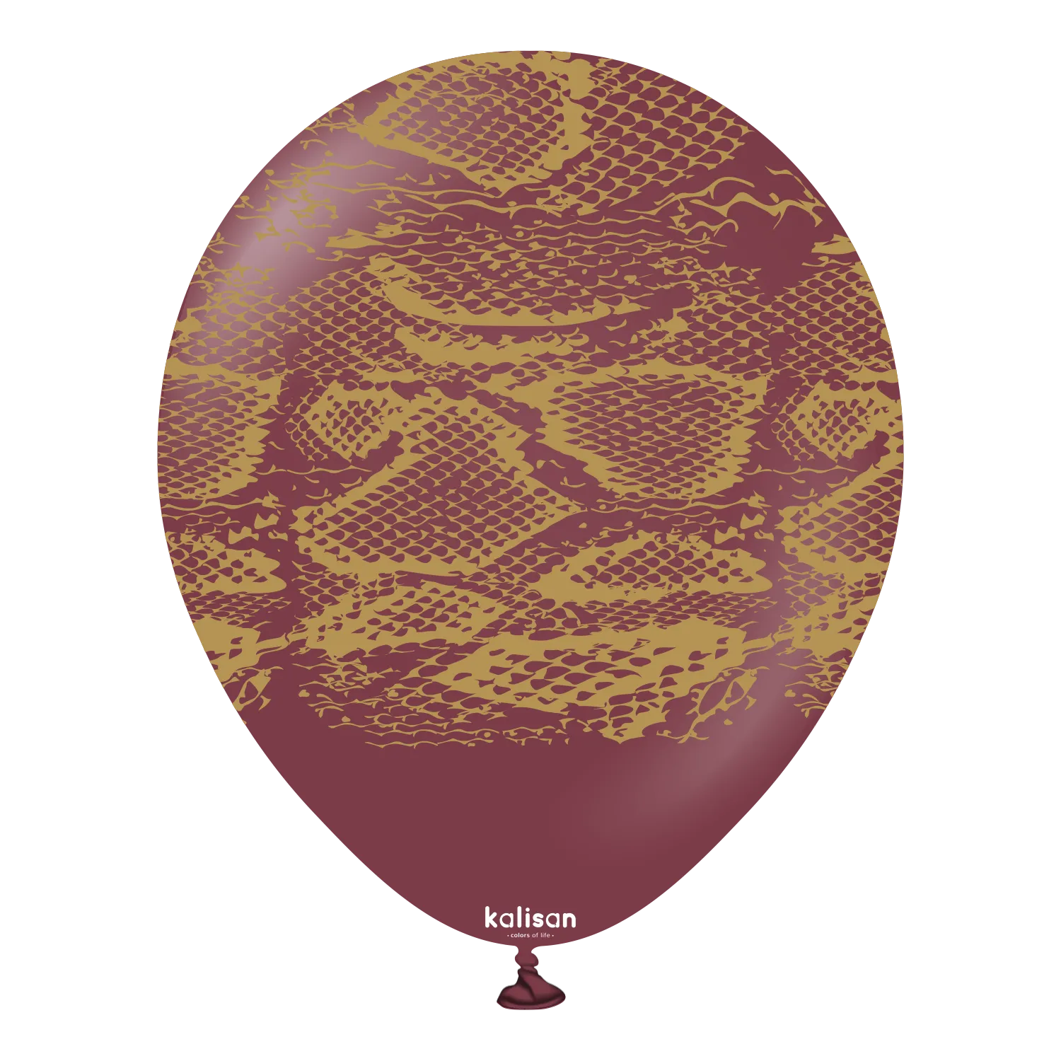 Kalisan 12" Snake Printed Standard Burgundy  Latex Balloon, 25 pieces