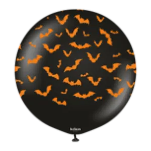 Kalisan 24" Halloween Bat Black Printed Latex Balloon, 1ct